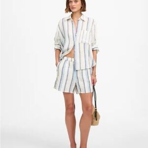 Striped Blue and White Women's Shorts